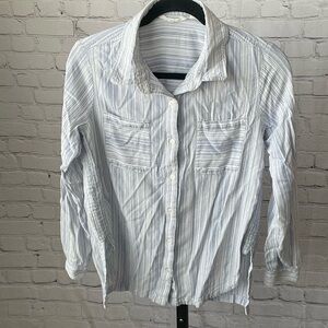 Athleta Striped Button Down Shirt Size Medium